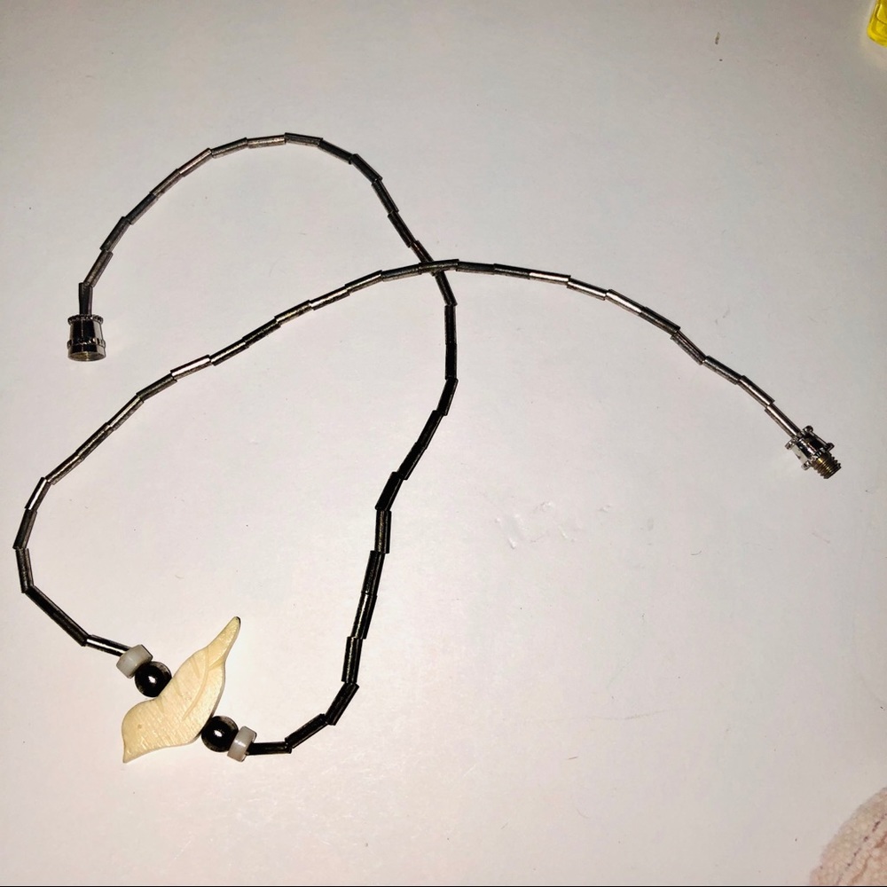 ❣️4/$15 Boho LiquidSilver CarvedBone Bird Necklace